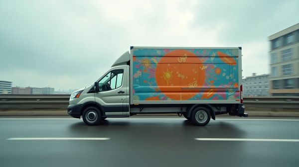 Maximisez visibilité camionnette autocollant efficace : impact publicitaire garanti